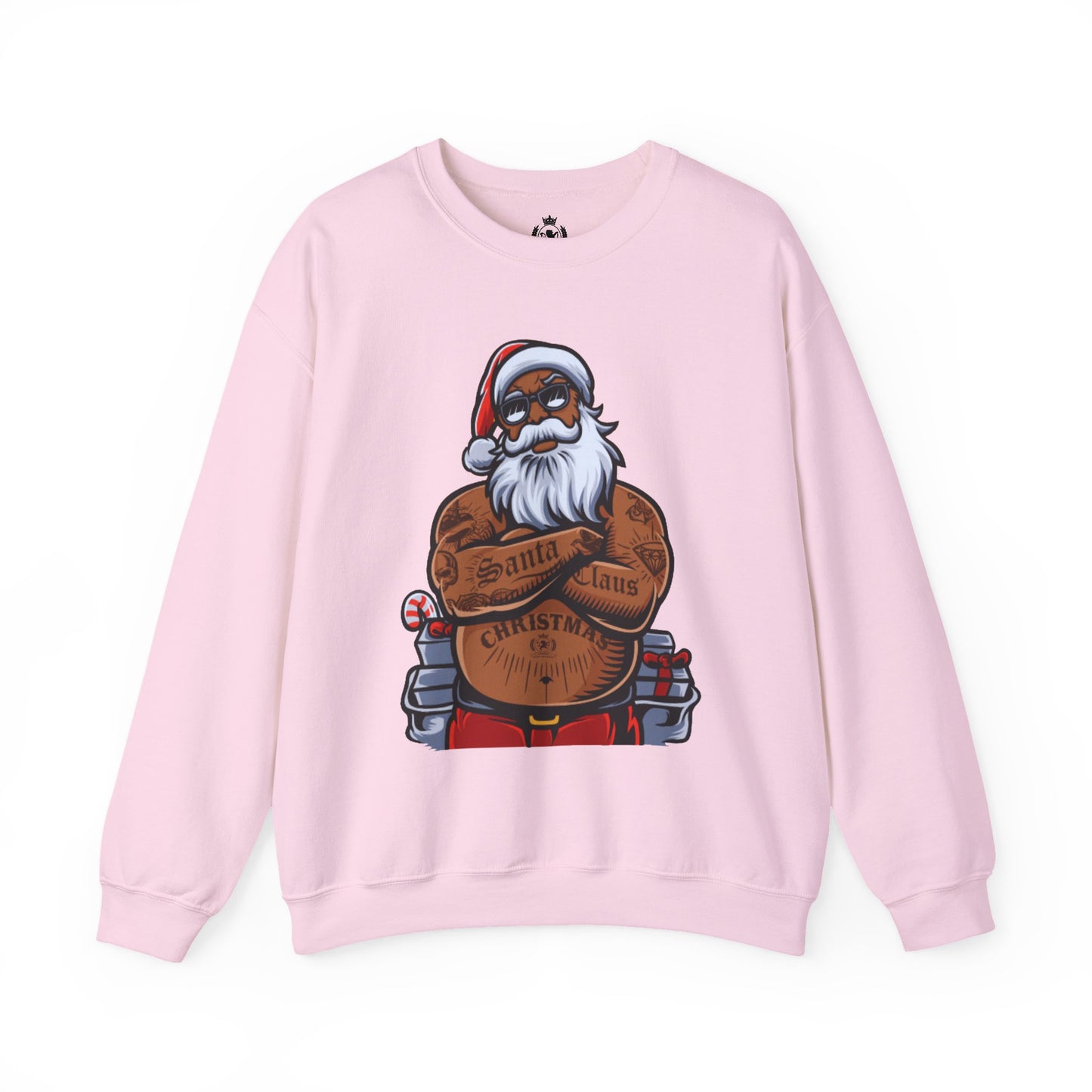 Tattooed Santa Crewneck Sweatshirt — Edgy Christmas Holiday Sweater