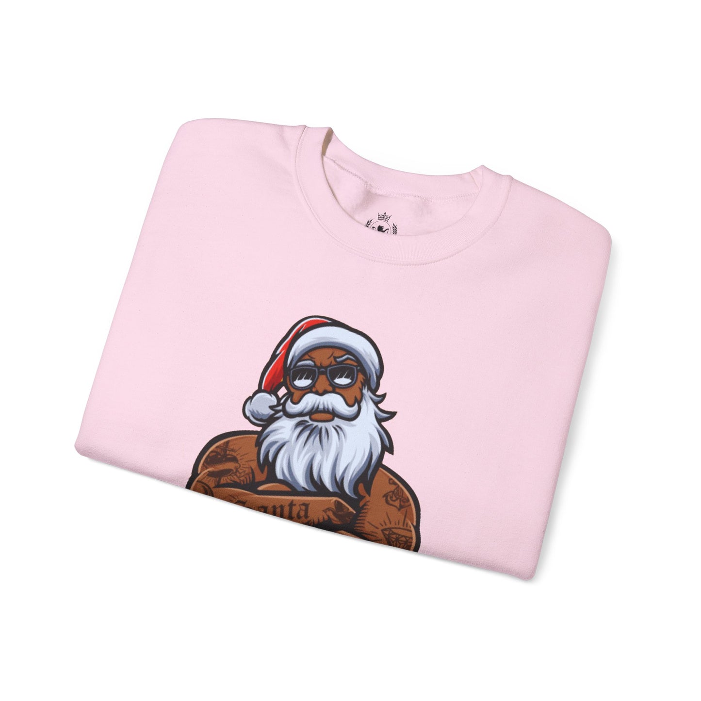 Tattooed Santa Crewneck Sweatshirt — Edgy Christmas Holiday Sweater